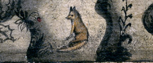 detalj med en liten räv från akvarellen
